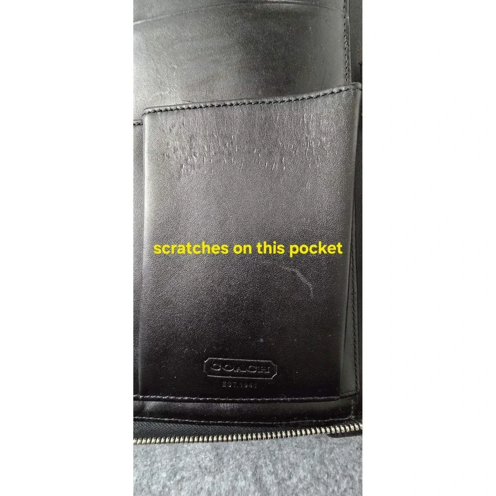 Vintage Coach Legacy Document Padfolio Organizer Black Leather Zip Around VGUC